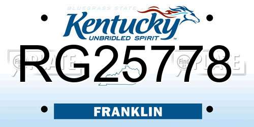 RG25778 Kentucky License Plate
