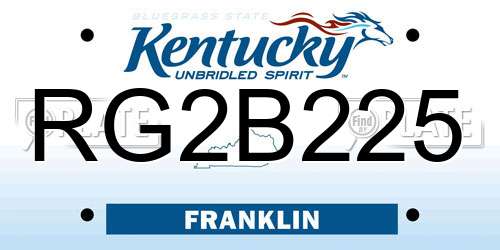 RG2B225 Kentucky License Plate
