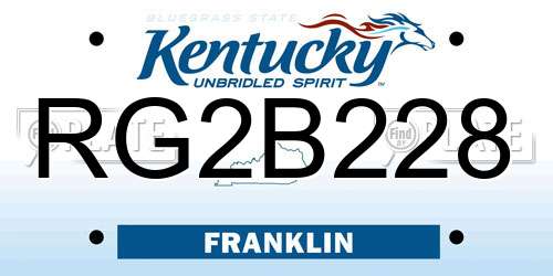 RG2B228 Kentucky License Plate