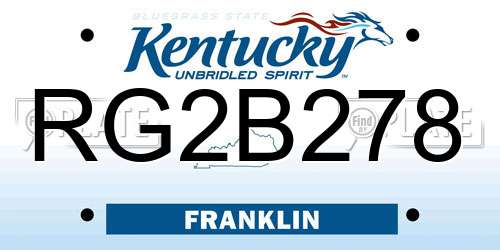RG2B278 Kentucky License Plate