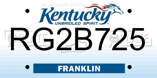 RG2B725 Kentucky License Plate