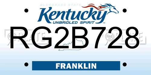 RG2B728 Kentucky License Plate