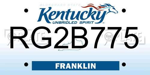 RG2B775 Kentucky License Plate