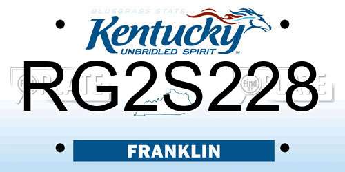 RG2S228 Kentucky License Plate
