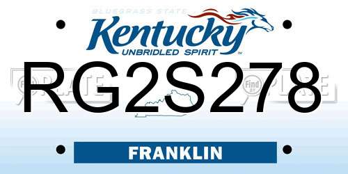 RG2S278 Kentucky License Plate