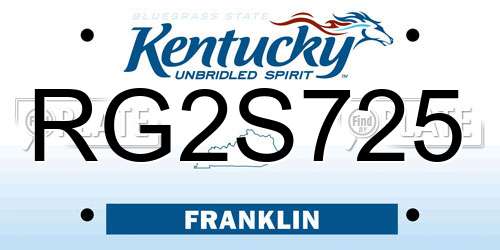 RG2S725 Kentucky License Plate
