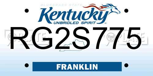 RG2S775 Kentucky License Plate