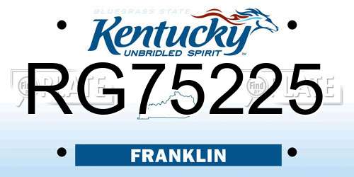 RG75225 Kentucky License Plate