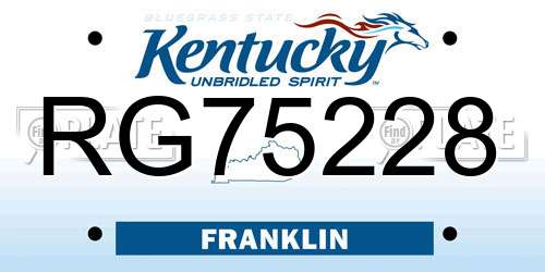 RG75228 Kentucky License Plate