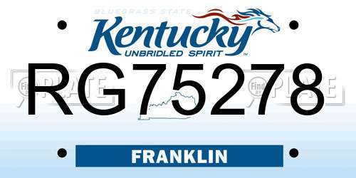 RG75278 Kentucky License Plate