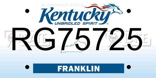 RG75725 Kentucky License Plate