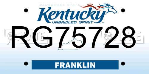 RG75728 Kentucky License Plate
