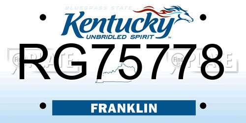 RG75778 Kentucky License Plate