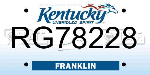 RG78228 Kentucky License Plate