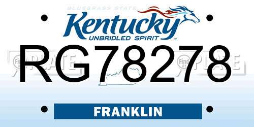 RG78278 Kentucky License Plate
