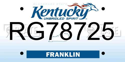 RG78725 Kentucky License Plate