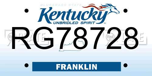 RG78728 Kentucky License Plate