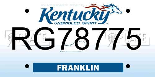 RG78775 Kentucky License Plate