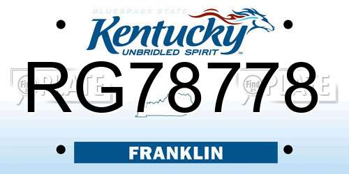 RG78778 Kentucky License Plate