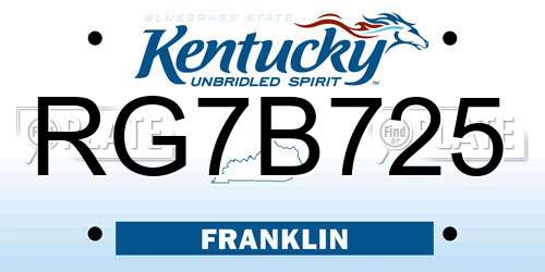 RG7B725 Kentucky License Plate