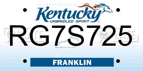 RG7S725 Kentucky License Plate
