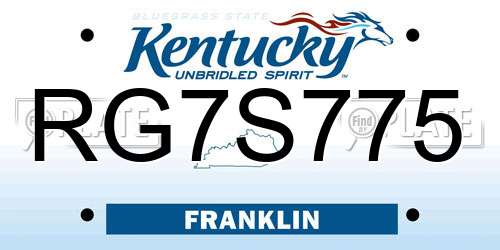 RG7S775 Kentucky License Plate