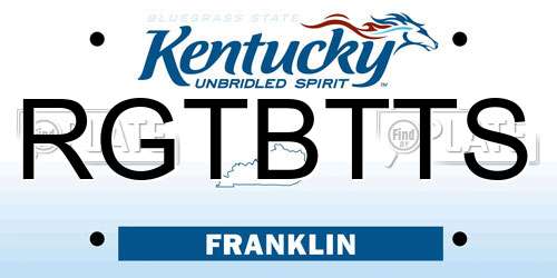 RGTBTTS Kentucky License Plate