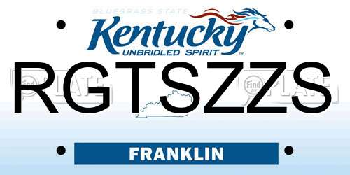 RGTSZZS Kentucky License Plate