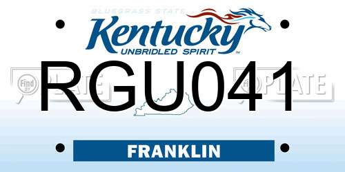 RGU041 Kentucky License Plate