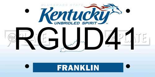 RGUD41 Kentucky License Plate