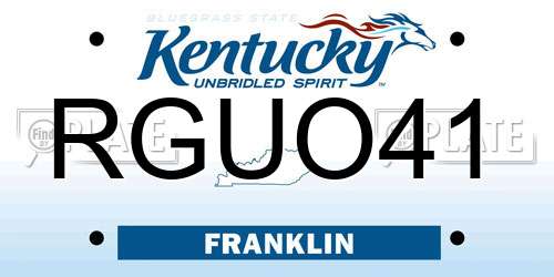 RGUO41 Kentucky License Plate