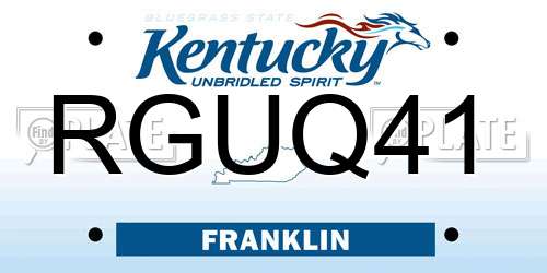 RGUQ41 Kentucky License Plate
