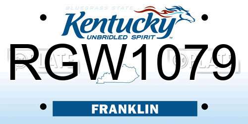 RGW1079 Kentucky License Plate