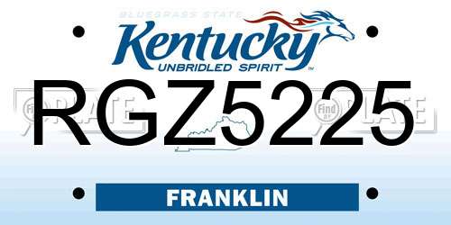 RGZ5225 Kentucky License Plate
