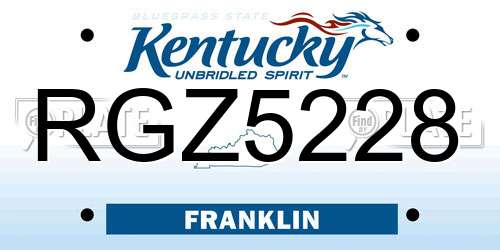 RGZ5228 Kentucky License Plate