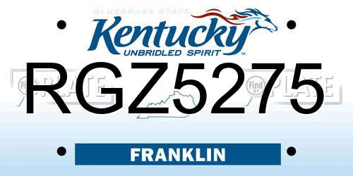 RGZ5275 Kentucky License Plate