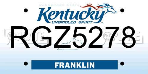RGZ5278 Kentucky License Plate