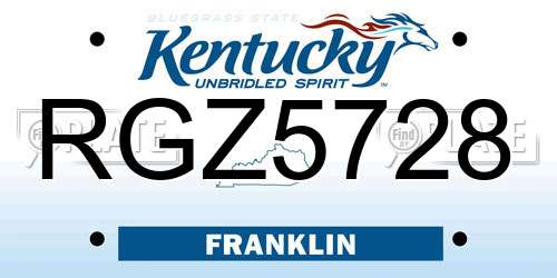 RGZ5728 Kentucky License Plate