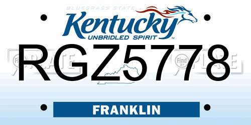 RGZ5778 Kentucky License Plate