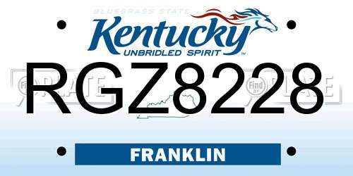 RGZ8228 Kentucky License Plate