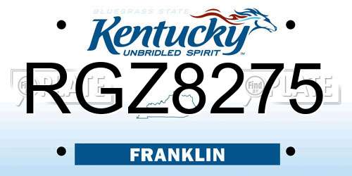 RGZ8275 Kentucky License Plate