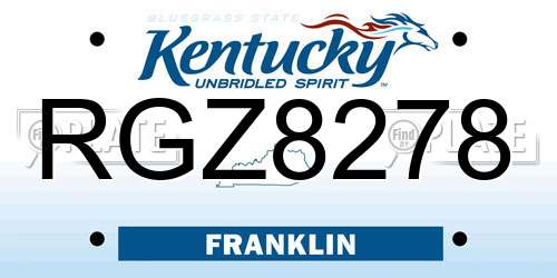 RGZ8278 Kentucky License Plate