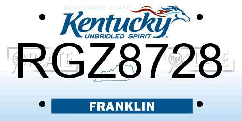 RGZ8728 Kentucky License Plate