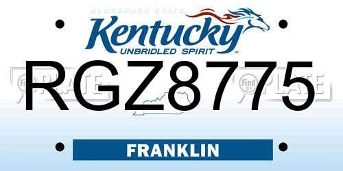 RGZ8775 Kentucky License Plate