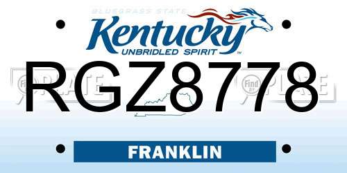 RGZ8778 Kentucky License Plate
