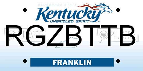 RGZBTTB Kentucky License Plate