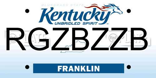 RGZBZZB Kentucky License Plate