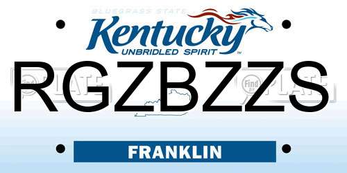 RGZBZZS Kentucky License Plate