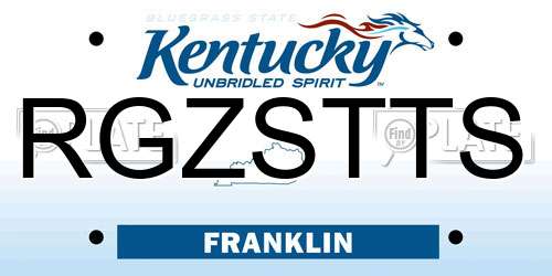 RGZSTTS Kentucky License Plate