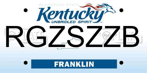 RGZSZZB Kentucky License Plate